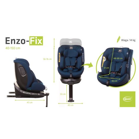 4Baby Enzo-Fix - fotelik samochodowy 40-150 cm | Navy Blue - 16